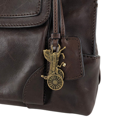 CELINE Horse Carriage Handbag Brown Vintage xsytb4