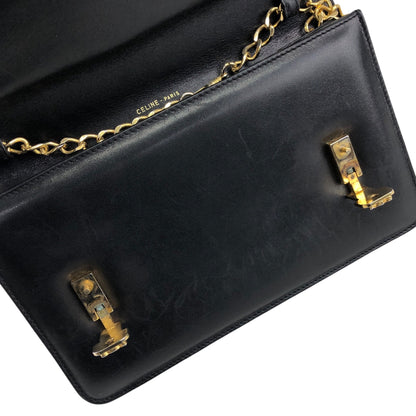 CELINE Triomphe Chain Shoulder bag Black Vintage fhwkwk