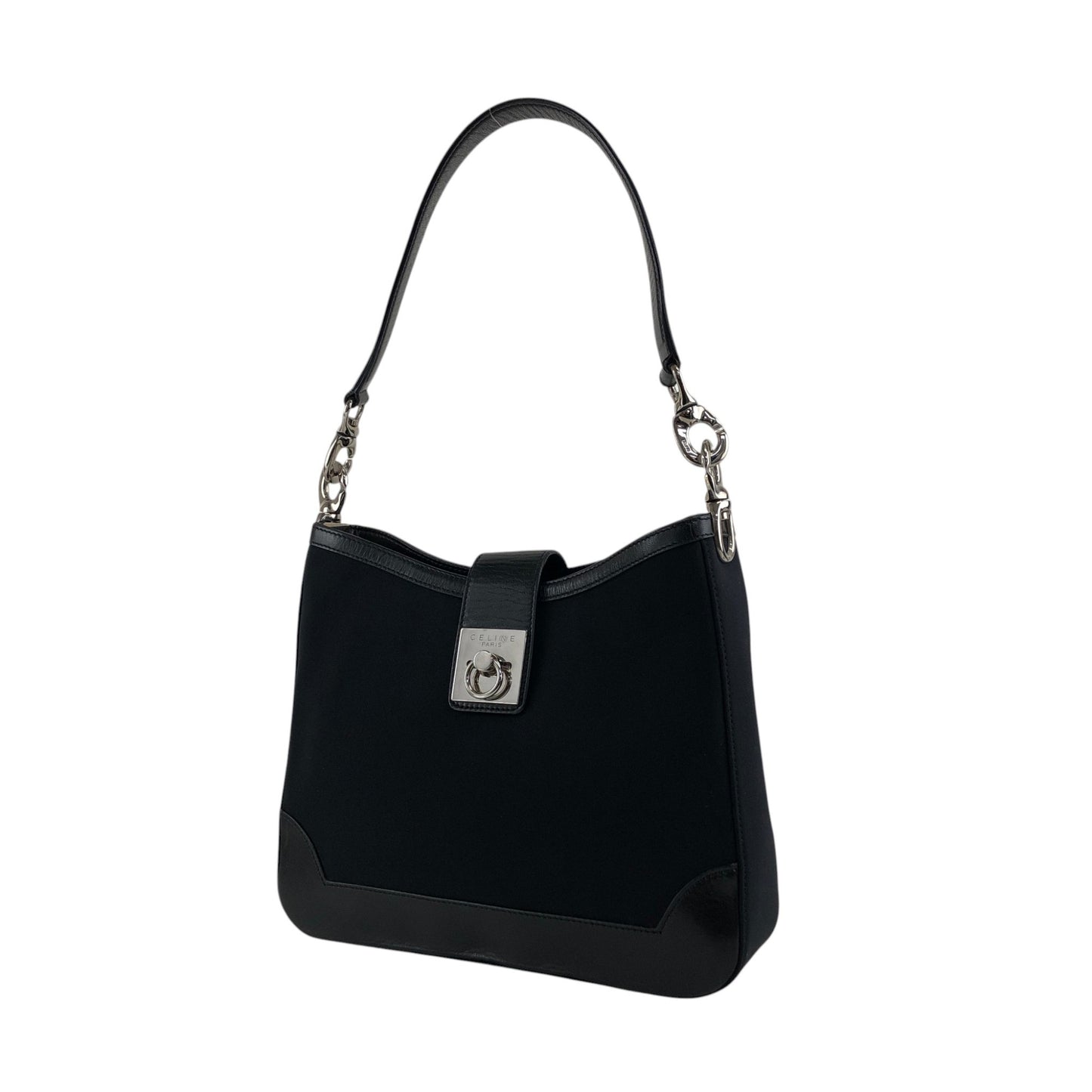 CELINE Gancini Shoulder bag Black Vintage 4cxdup