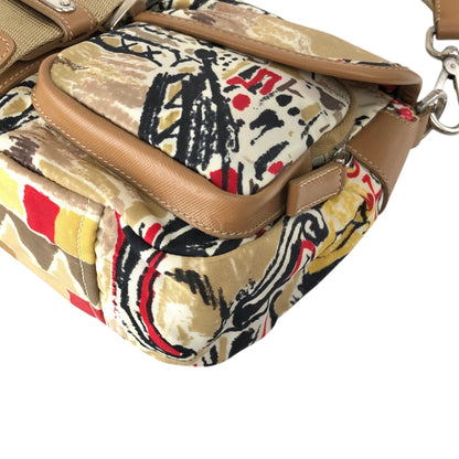 PRADA Front Buckle Shoulder bag White×Brown Vintage z5zzj2
