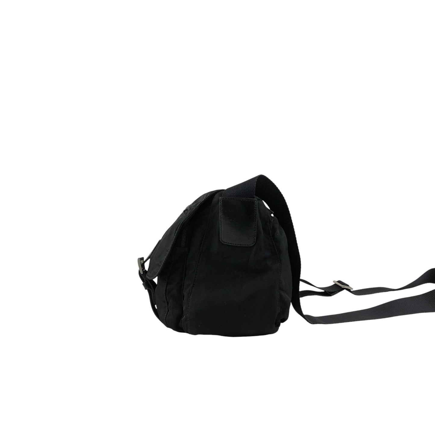 PRADA Tessuto Triangle Logo Shoulder bag Black Vintage xkated