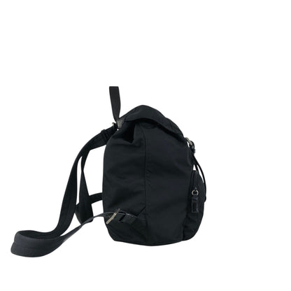PRADA Tessuto Triangle Logo Front Buckle Front Pocket  Backpack Black Vintage 6abvn2