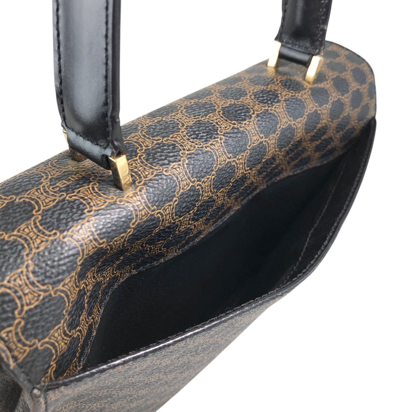 CELINE Macadam Turn Lock Handbag Black Vintage 75x5vx