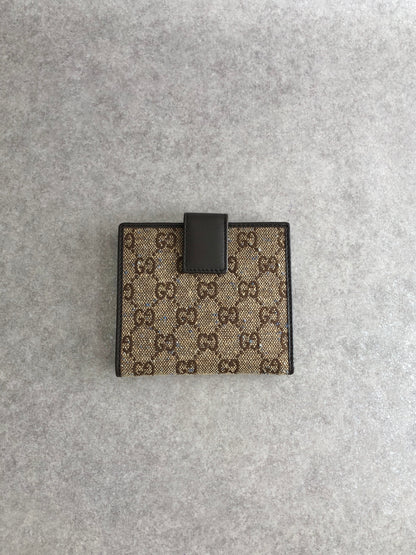 GUCCI GG Canvas Folded Wallet Beige Vintage phhryh