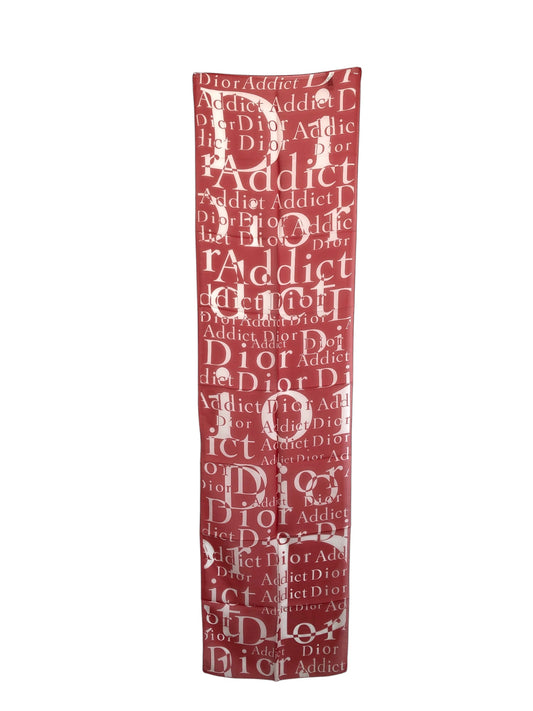 Christian Dior Logo Silk Scarf Red×White Vintage kgmry8
