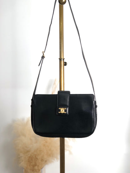 CELINE Triomphe Shoulder bag Black Vintage 5bs5ri