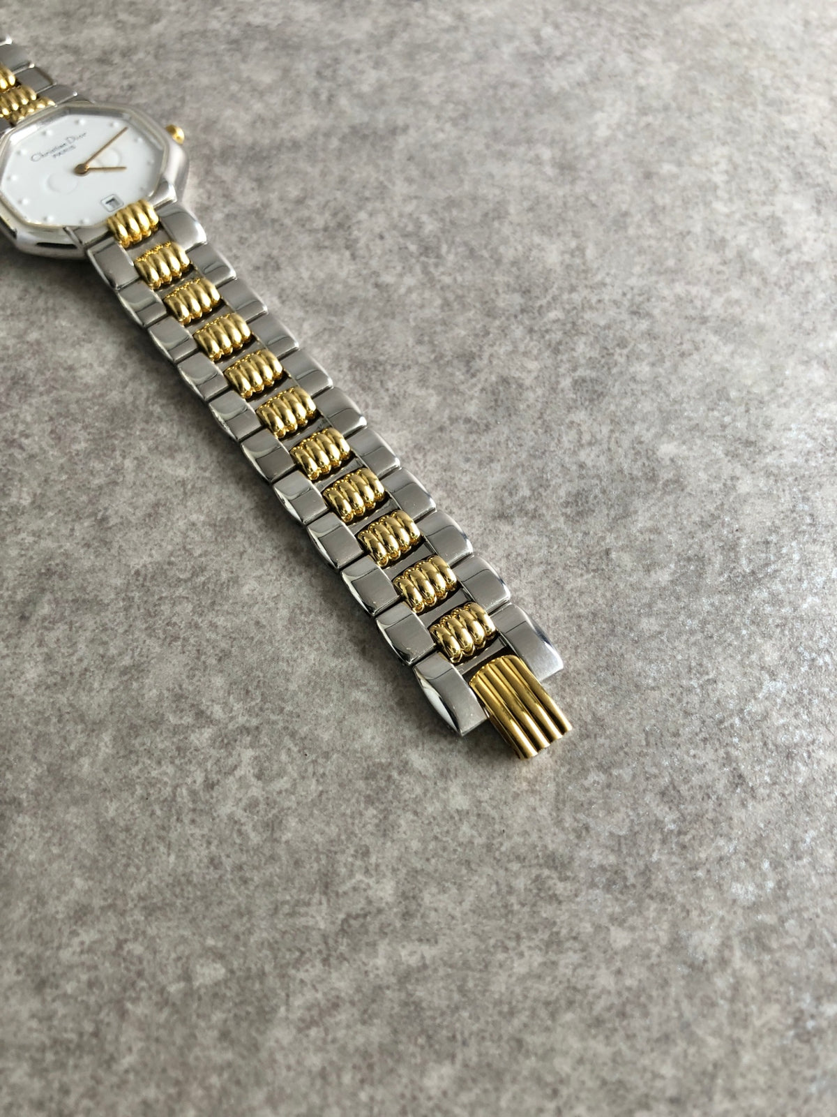 Christian Dior Logo Quartz Watch Silver×Gold 48-203 Vintage p6k3w8
