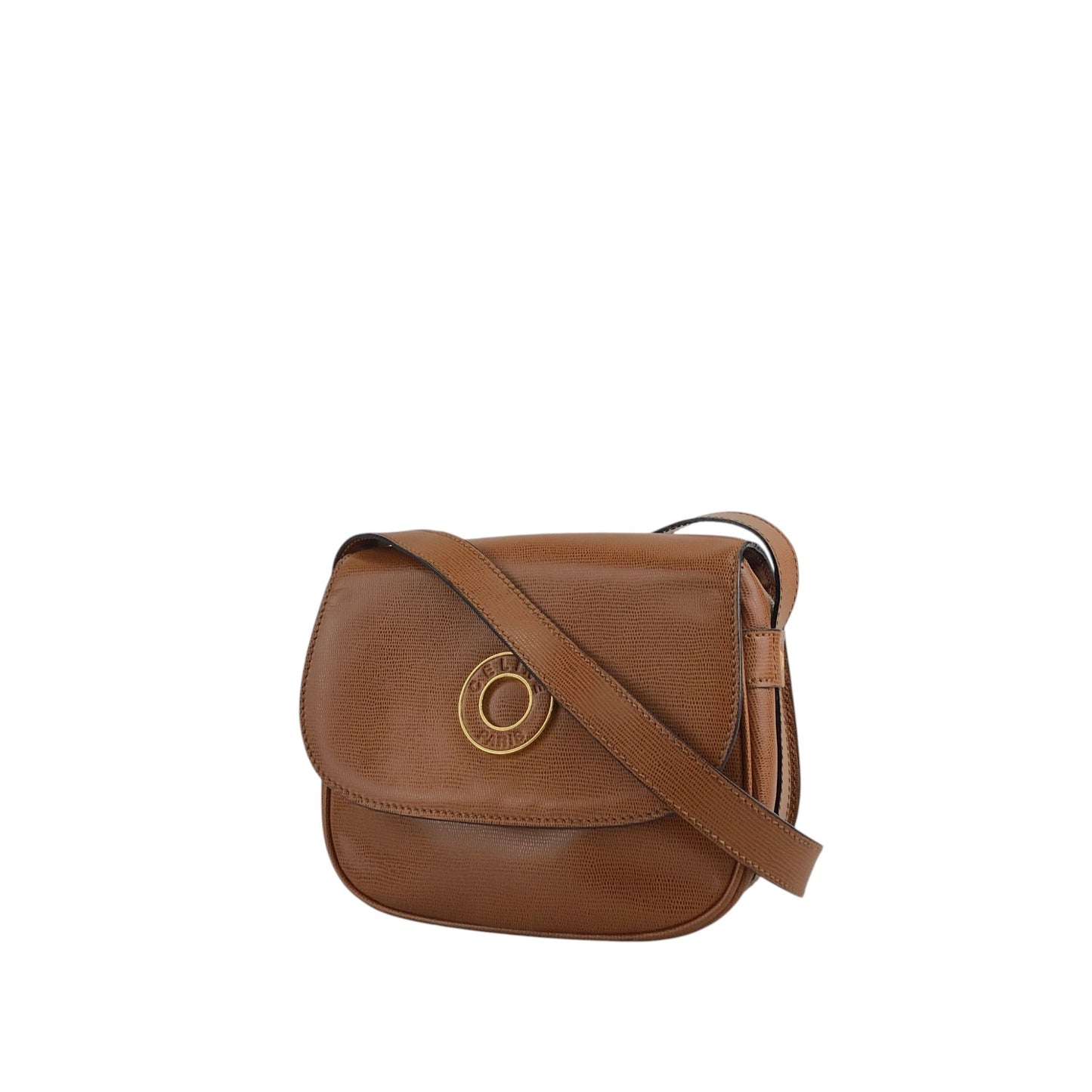 CELINE Circle Logo Shoulder bag Brown Vintage p88a4y