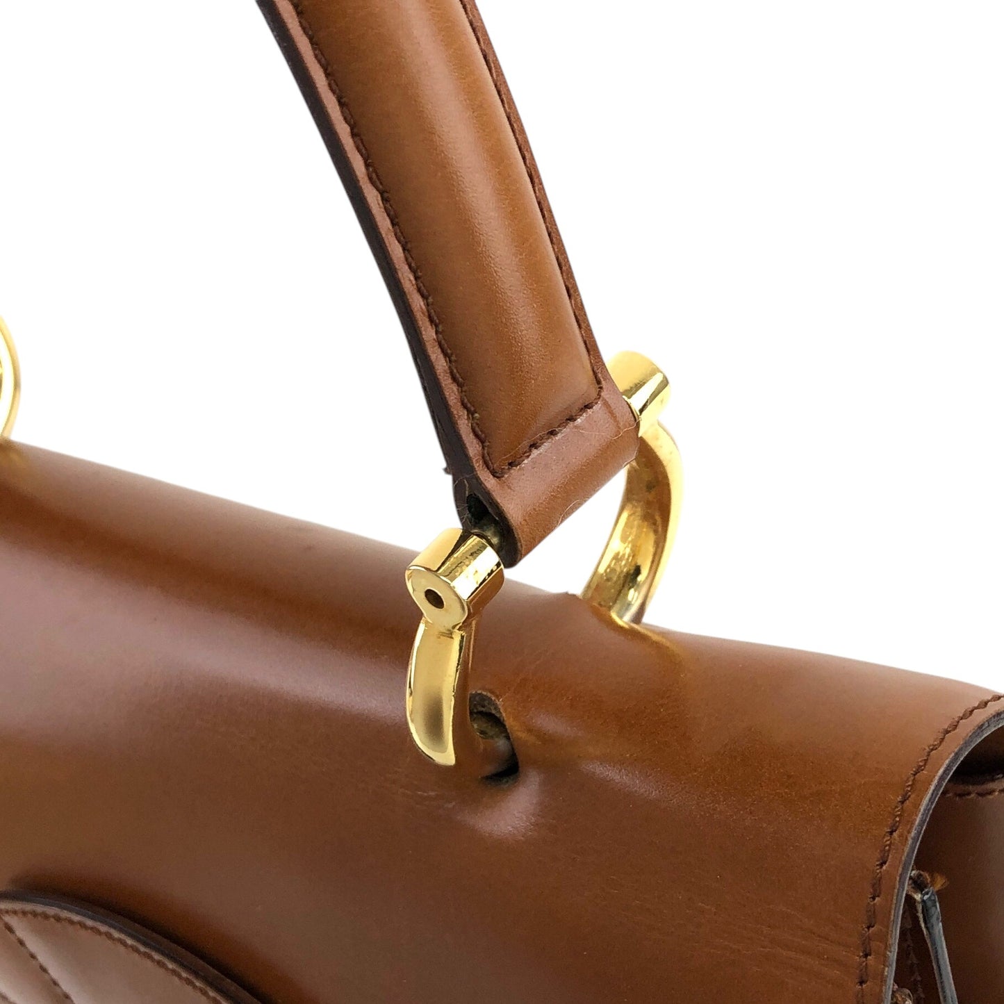 CELINE Horse Bit Handbag Brown Vintage w8t6ny