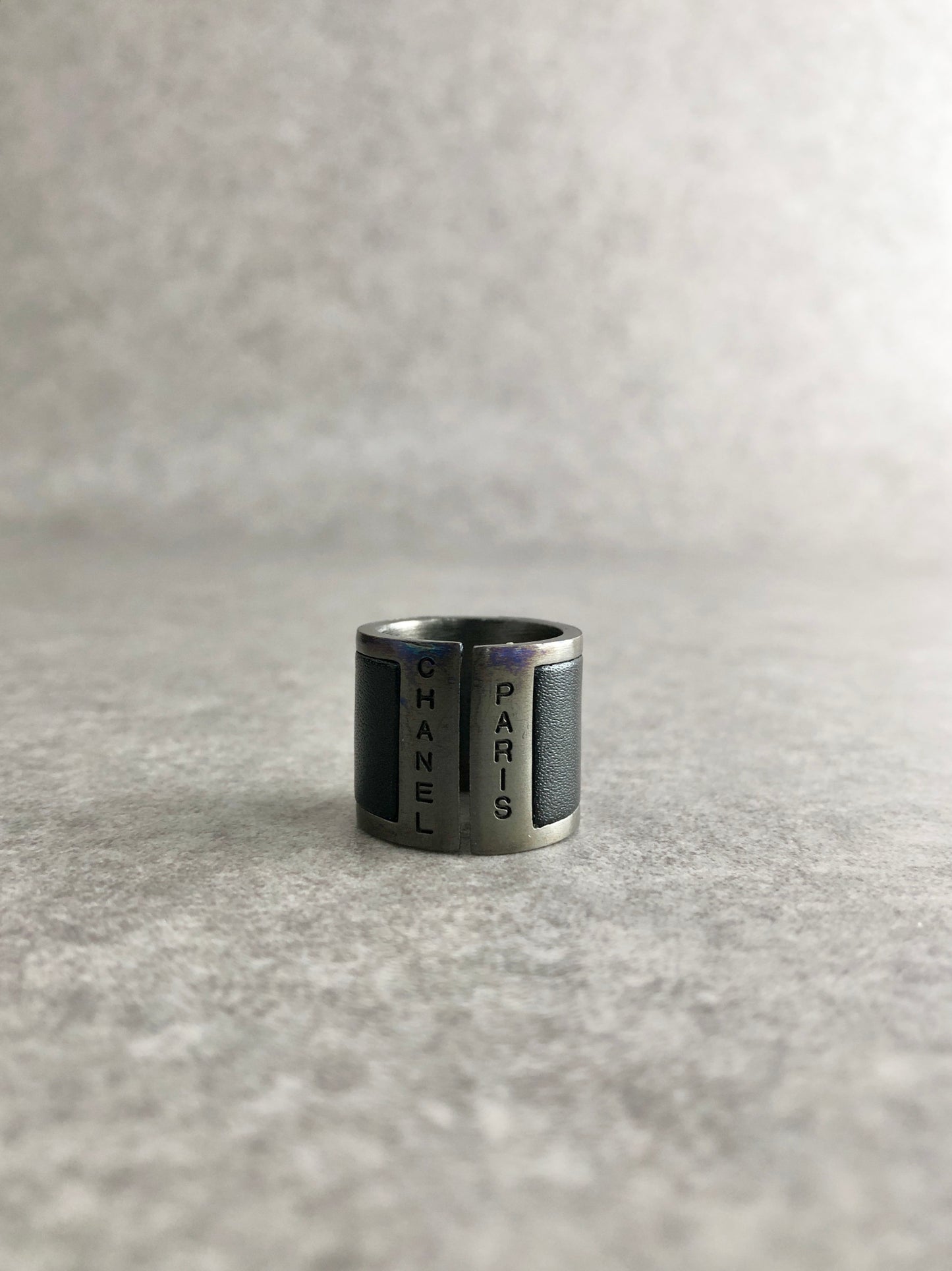 CHANEL Coco Mark Ring Black Vintage 6k8zdy