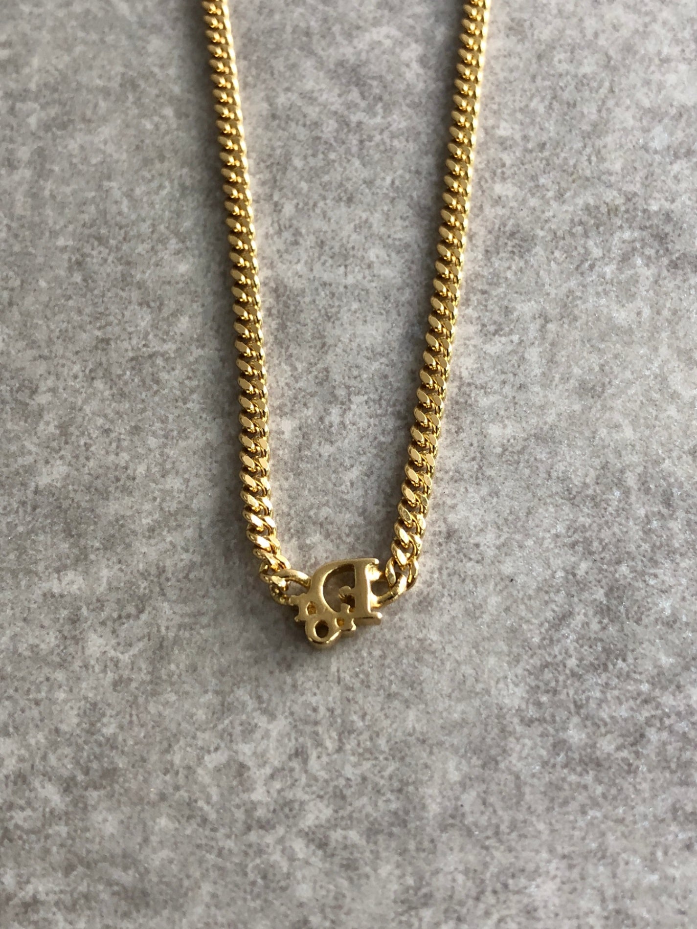Christian Dior Logo Motif Necklace Gold Vintage f5ev78