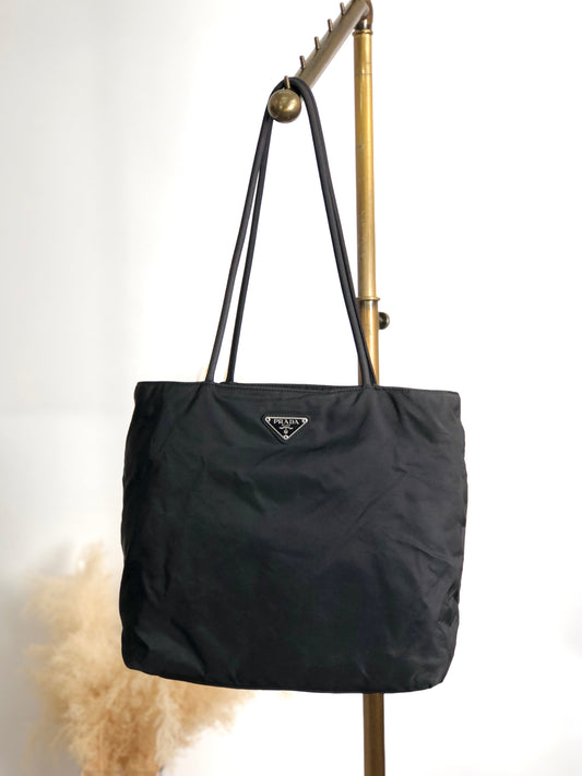 PRADA Tessuto Triangle Logo Totebag Black Vintage uj4nxf