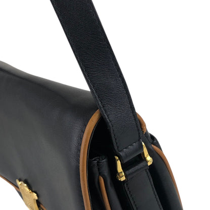 CELINE Triomphe Piping Shoulder bag Black×Brown Vintage 5hc7wn