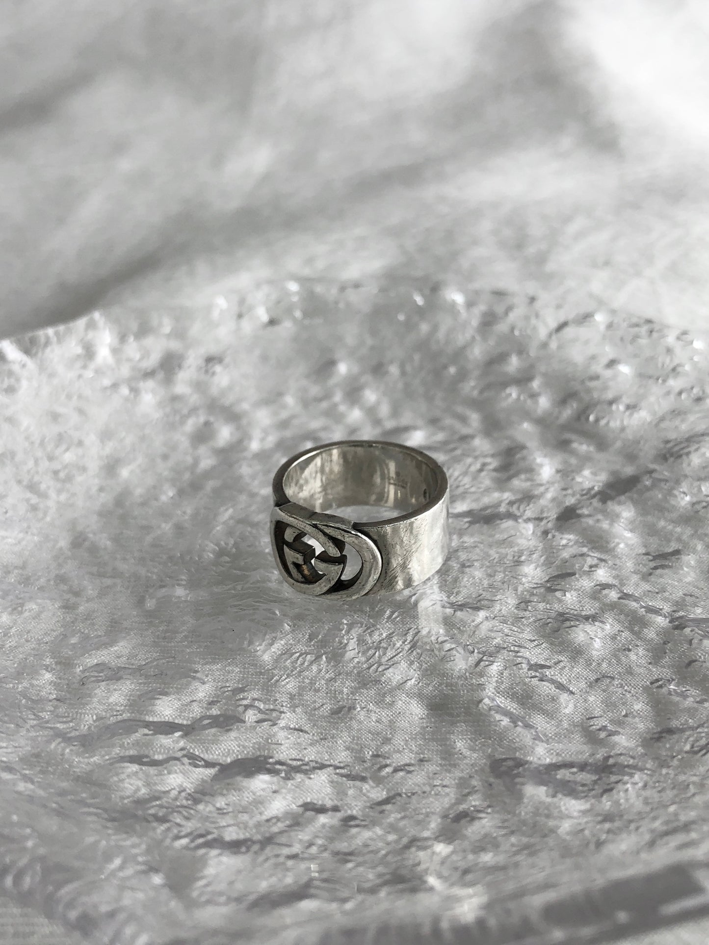 GUCCI Interlocking SILVER925 Ring Silver Vintage bcb788