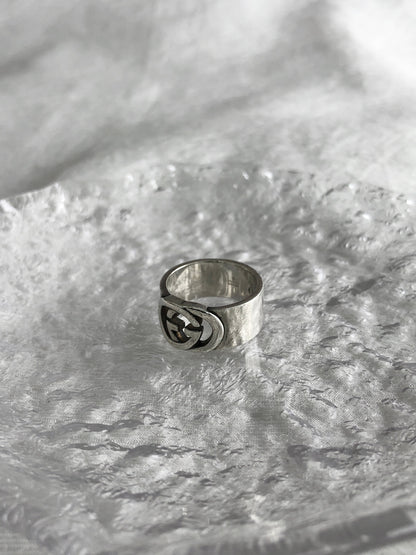 GUCCI Interlocking SILVER925 Ring Silver Vintage bcb788