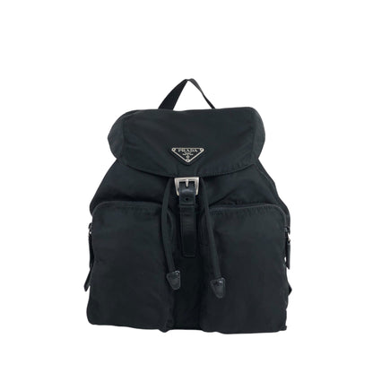 PRADA Triangle Logo Double Pocket Backpack Black Vintage u4u7vk