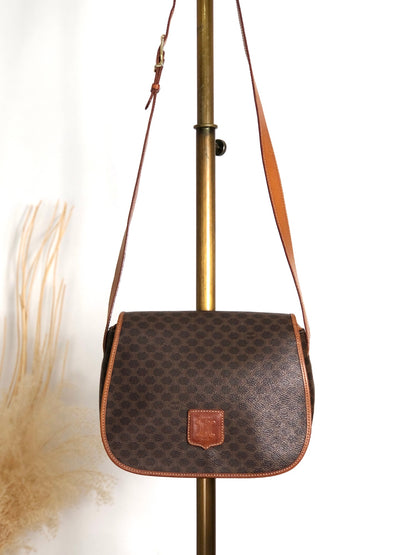 CELINE Macadam Blason Shoulder bag Brown Vintage t248x8
