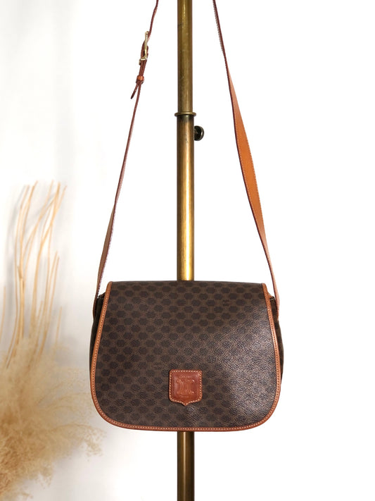 CELINE Macadam Blason Shoulder bag Brown Vintage t248x8