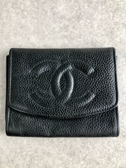 CHANEL Coco Mark Coin Purse Black Vintage 3eyput