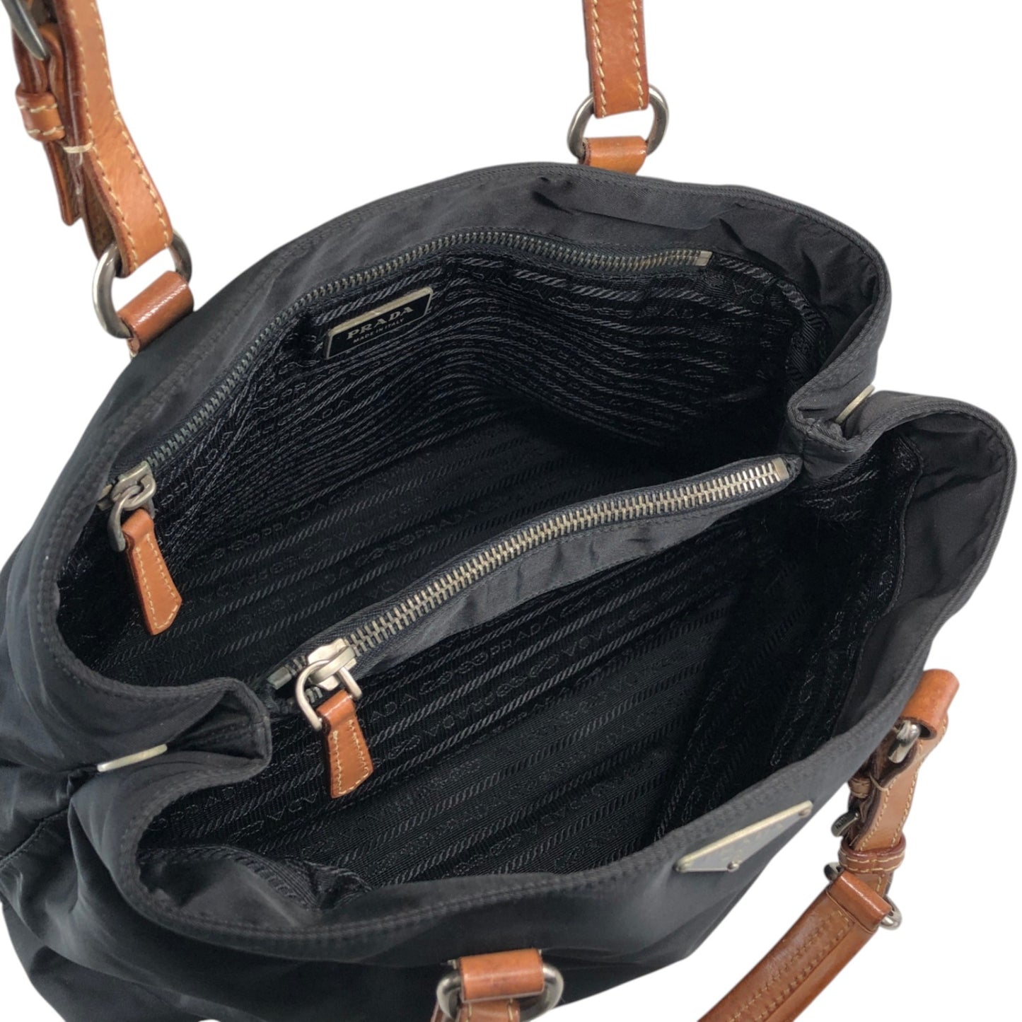 PRADA Triangle Logo Handbag Black Vintage 3gbhv8