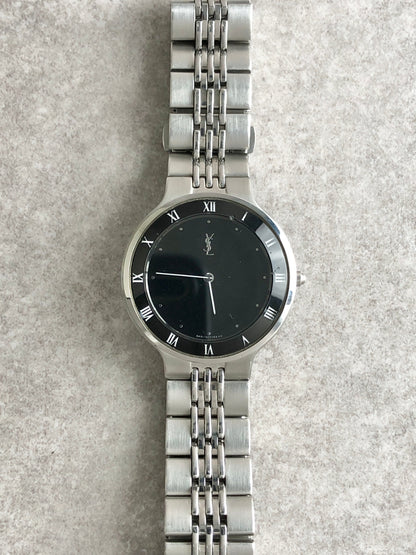 Yves Saint Laurent YSL Logo Quartz Watch Silver 5421-H10031Y Vintage r24dv6