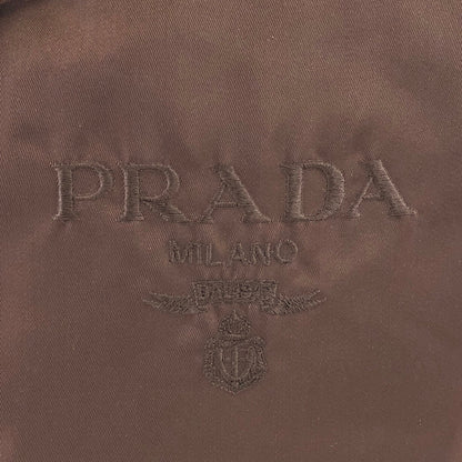 PRADA Logo Embroidery Drawstring Shoulder bag Brown Vintage ksgst8