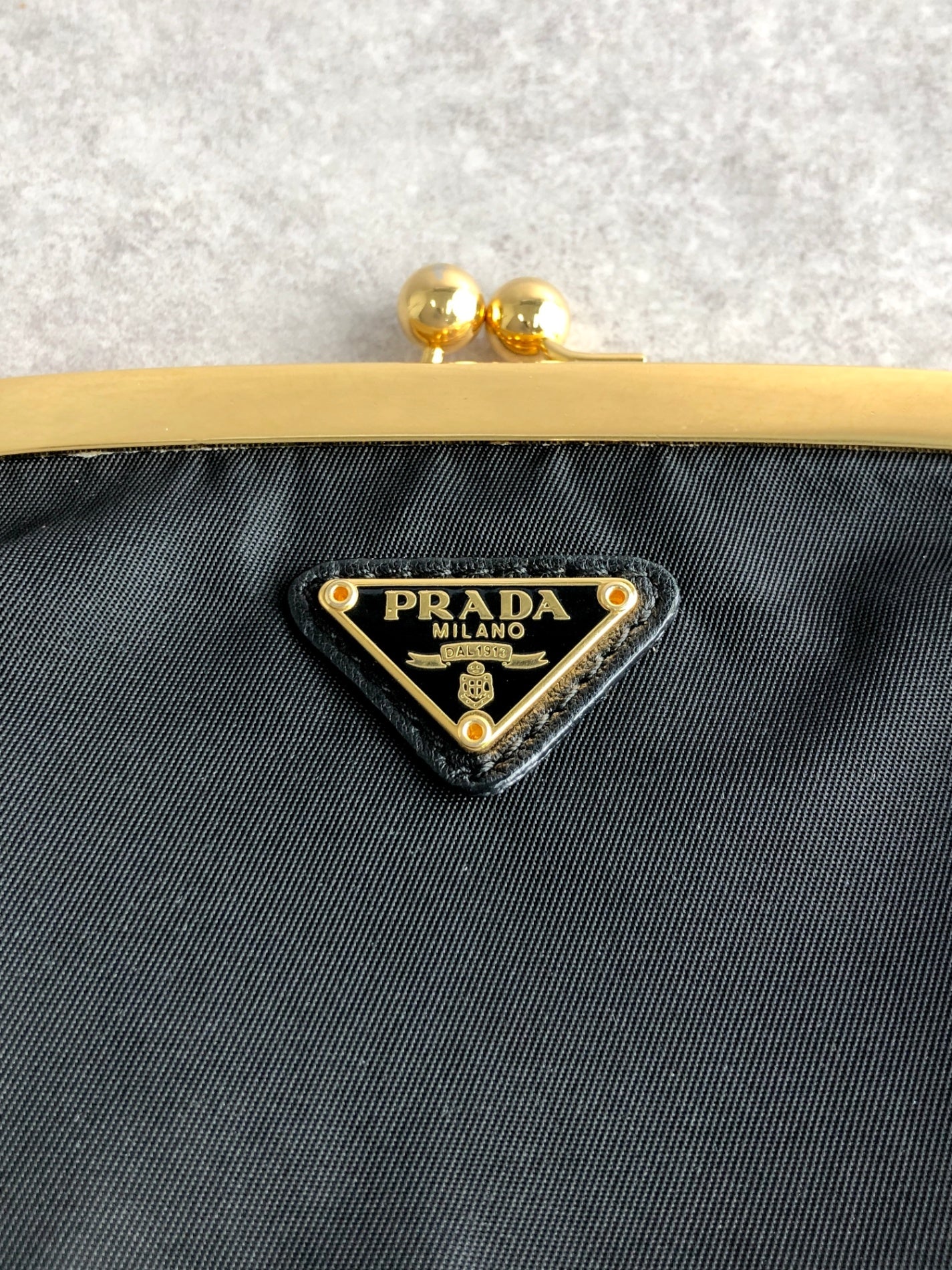 PRADA Triangle Logo Metal Clasp Coin Purse Black Vintage r68kmf