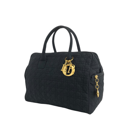 Christian Dior Cannage Logo Charm Handbag Boston bag Black Vintage t3p5um