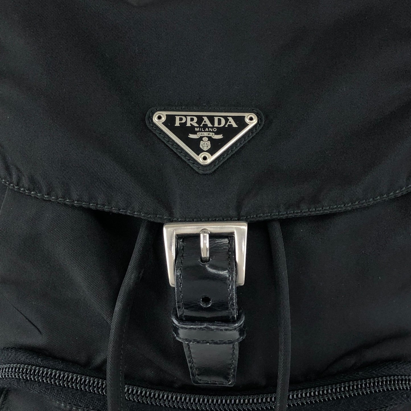PRADA Tessuto Triangle Logo Front Buckle Front Pocket  Backpack Black Vintage 6abvn2