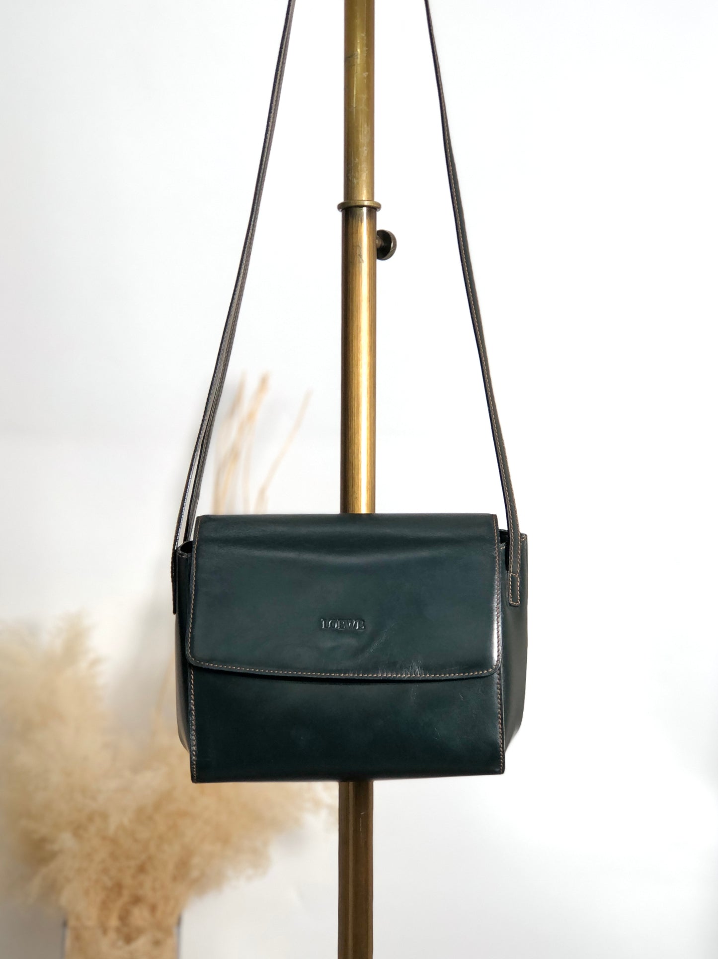LOEWE Logo Embossed Shoulder bag Dark Green Vintage 583xh5