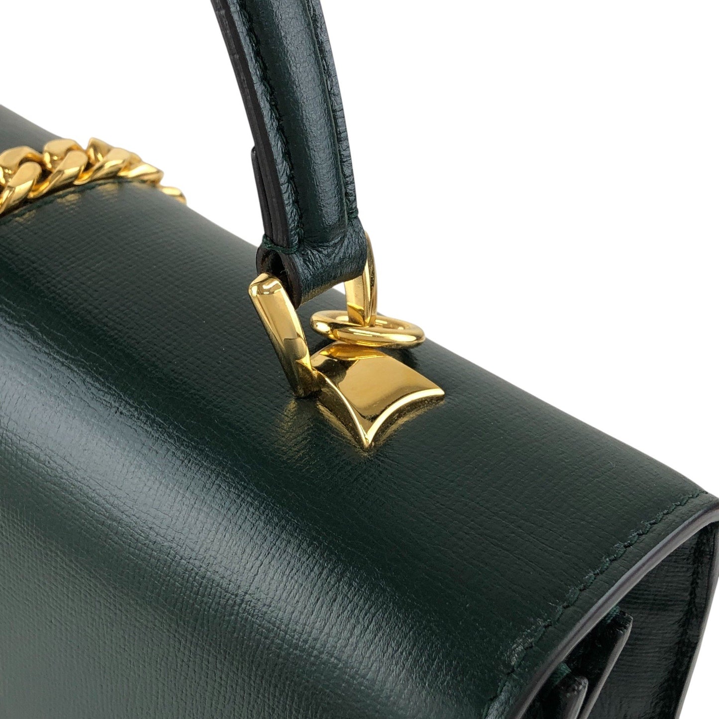 GUCCI Belt Motif Handbag Green Vintage 2vw4nm