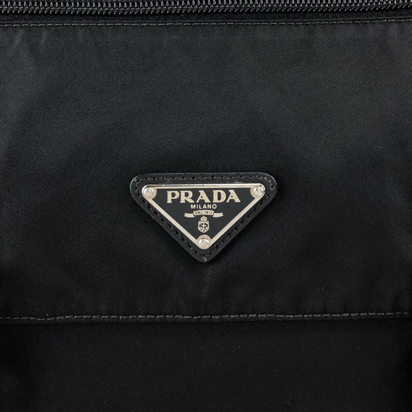 PRADA Tessueto Triangle Logo Shoulder bag Black Vintag vii5a2