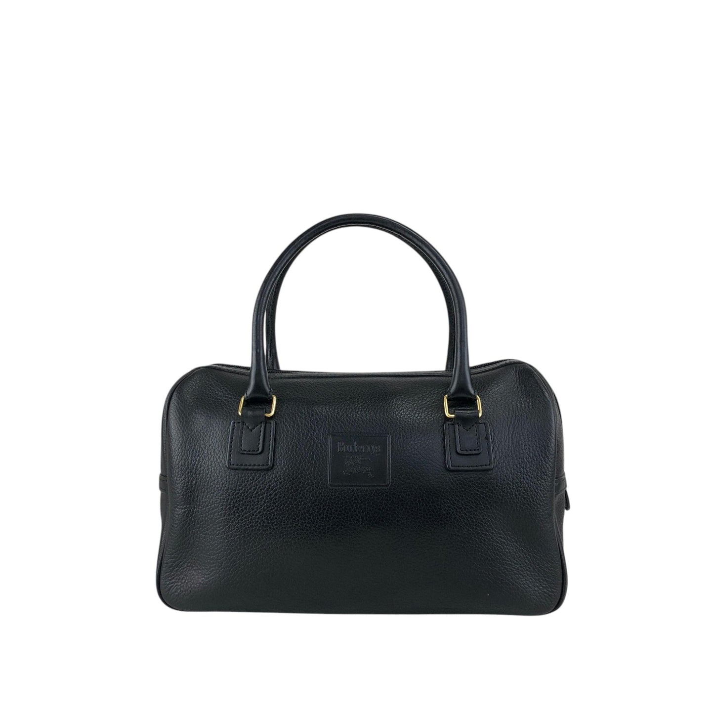 BURBERRY Logo Small Boston bag Handbag Black Vintage ny3hki