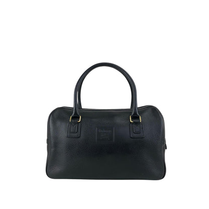 BURBERRY Logo Small Boston bag Handbag Black Vintage ny3hki