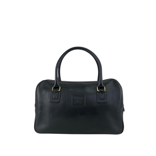 BURBERRY Logo Small Boston bag Handbag Black Vintage ny3hki