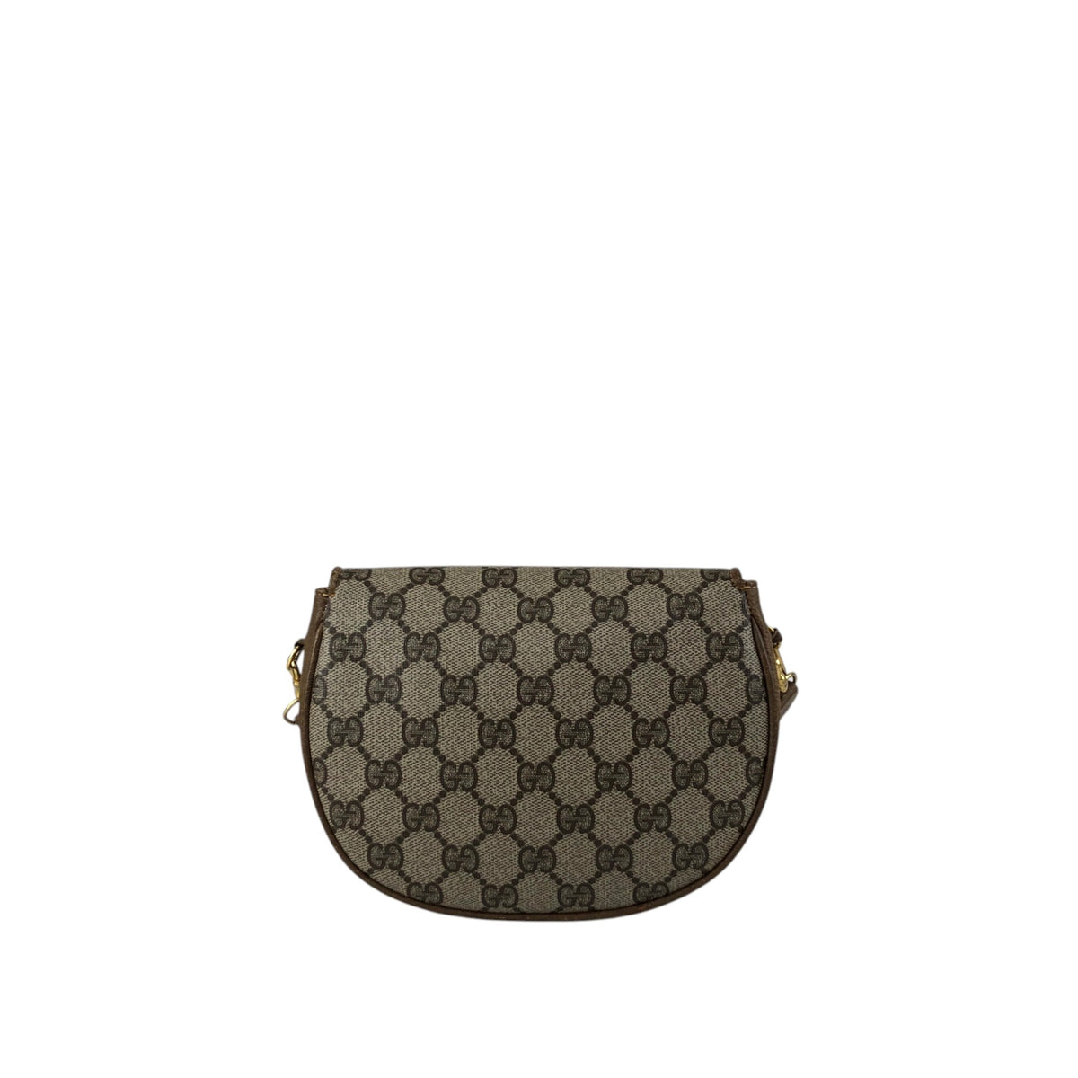GUCCI Logo Round Shoulder bag Beige Vintage ku752d