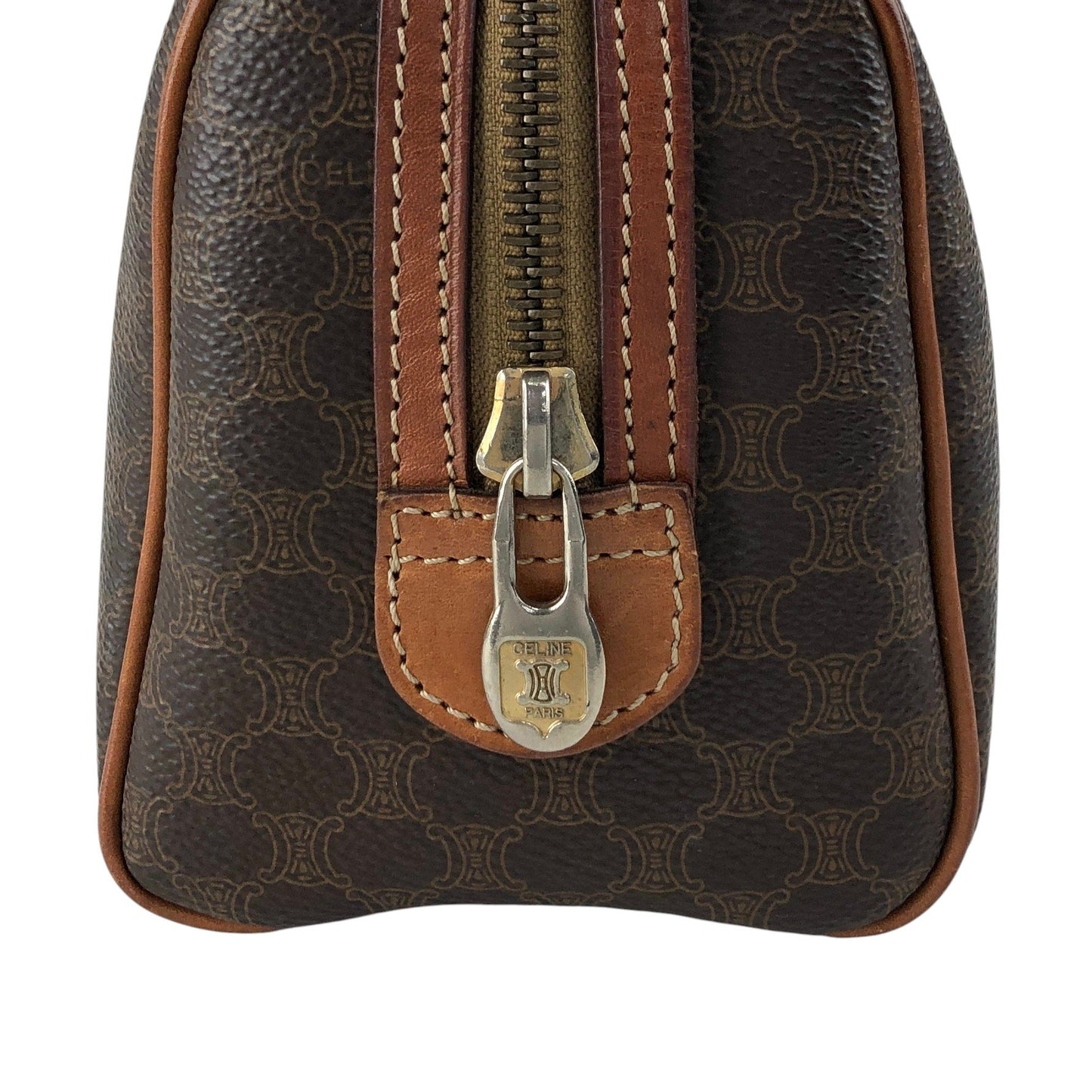 CELINE Macadam Blason Two-way Small Boston bag Shoulder bag Brown Vintage 2kpnhi