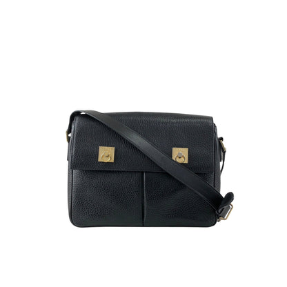 CELINE Gancini Shoulder bag Black Vintage s3twv4