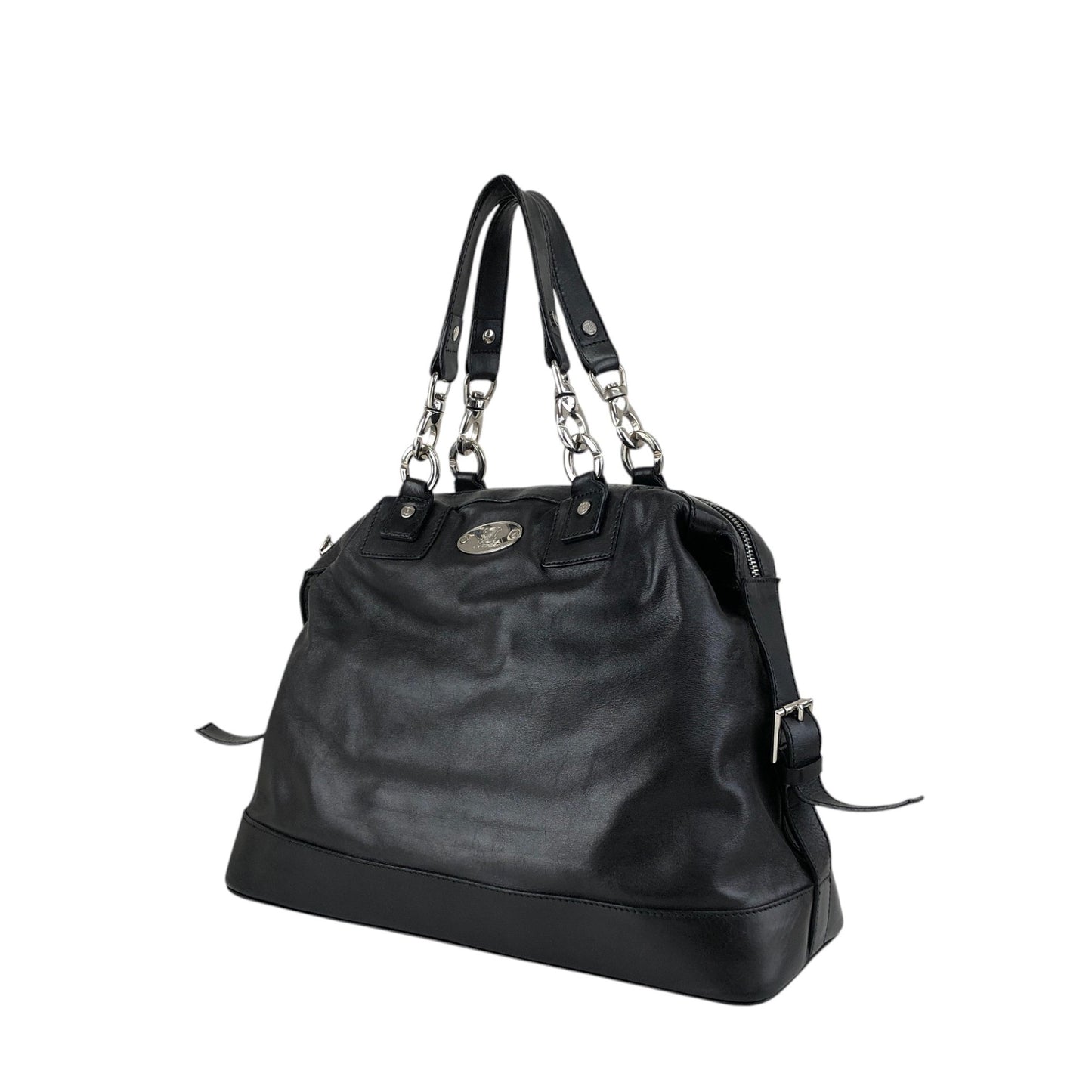 CELINE Triomphe Logo Handbag Black Vintage 5y5pjn