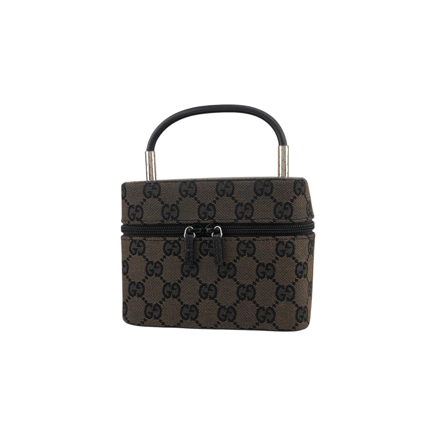 GUCCI GG Canvas Handbag Vanity bag Black Vintage px6678
