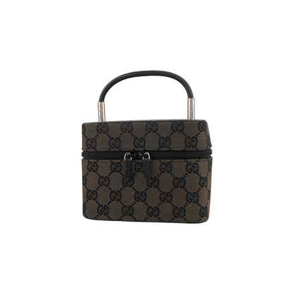 GUCCI GG Canvas Handbag Vanity bag Black Vintage px6678