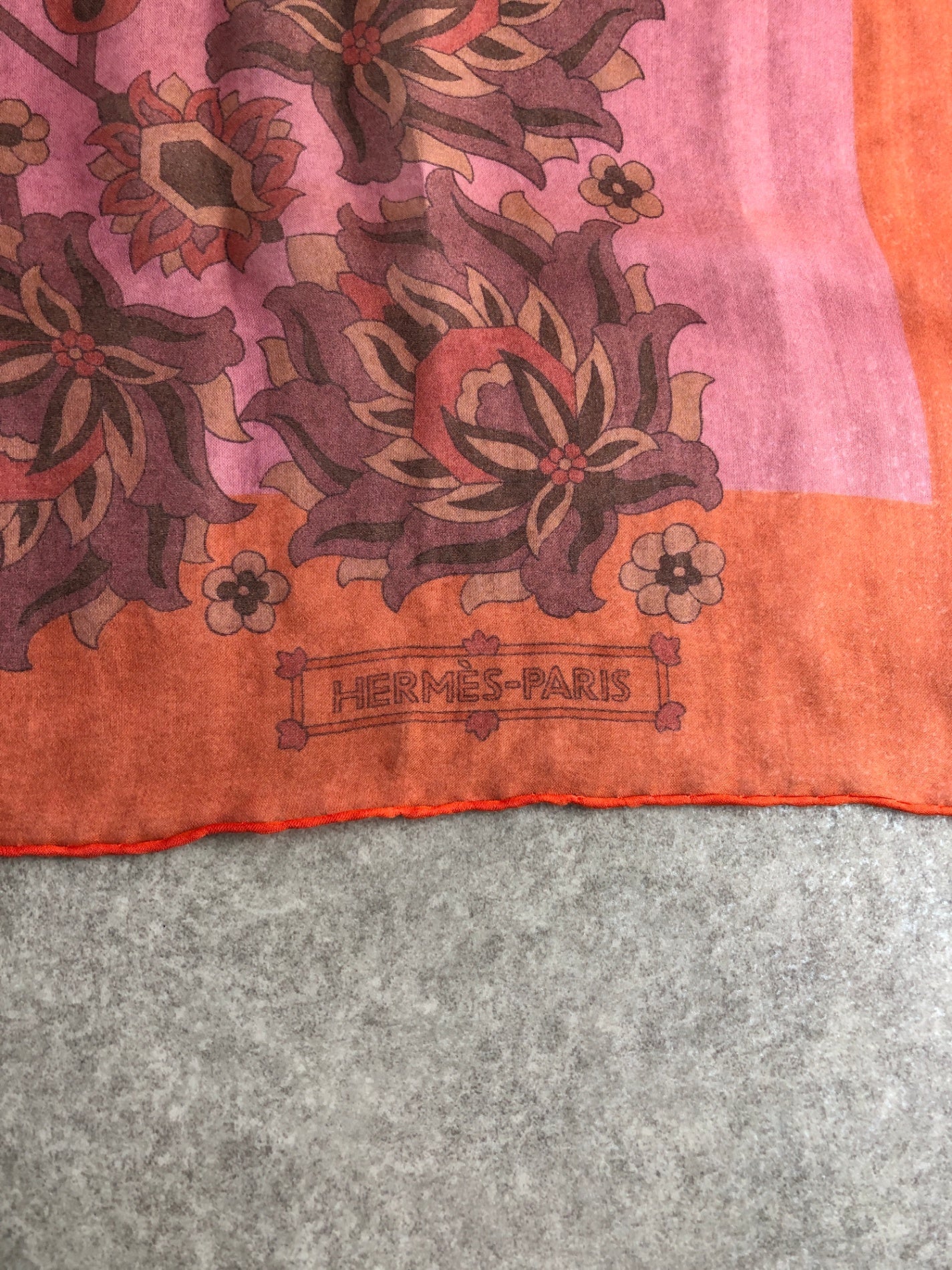 HERMES carriage Silk Scarf Orange Vintage jaxepu