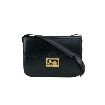 CELINE Horse Carriage Crossbody Shoulder bag Black Vintage 4mrnet