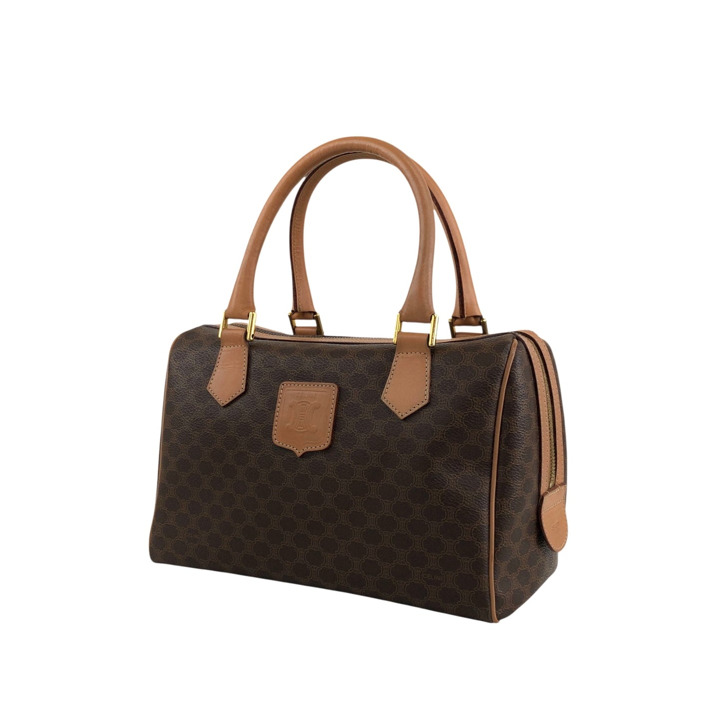 CELINE Macadam Blason Two-way Small Boston bag Shoulder bag Brown Vintage bxb7p7