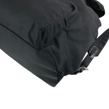 PRADA Tessuto Triangle Logo Front Buckle Backpack Black Vintage ue56ys