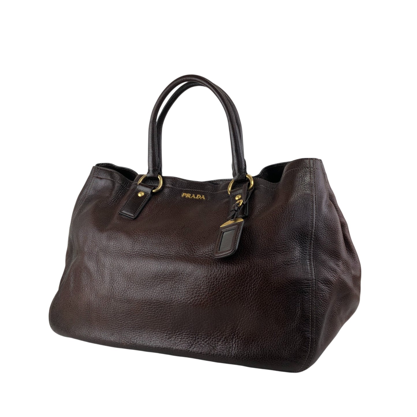 PRADA Logo Two-way Handbag Shoulder bag Brown Vintage ujn2cg