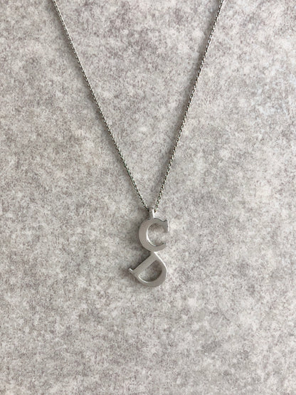 Christian Dior CD Logo Necklace Silver Vintage i6gu8f