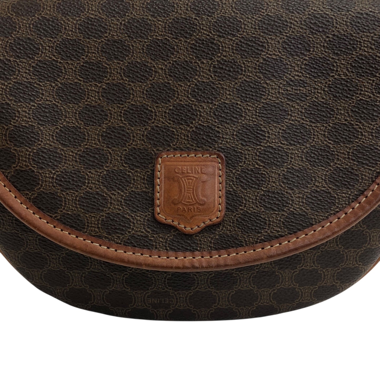 CELINE Macadam Blason Round Shoulder bag Brown Vintage afajii