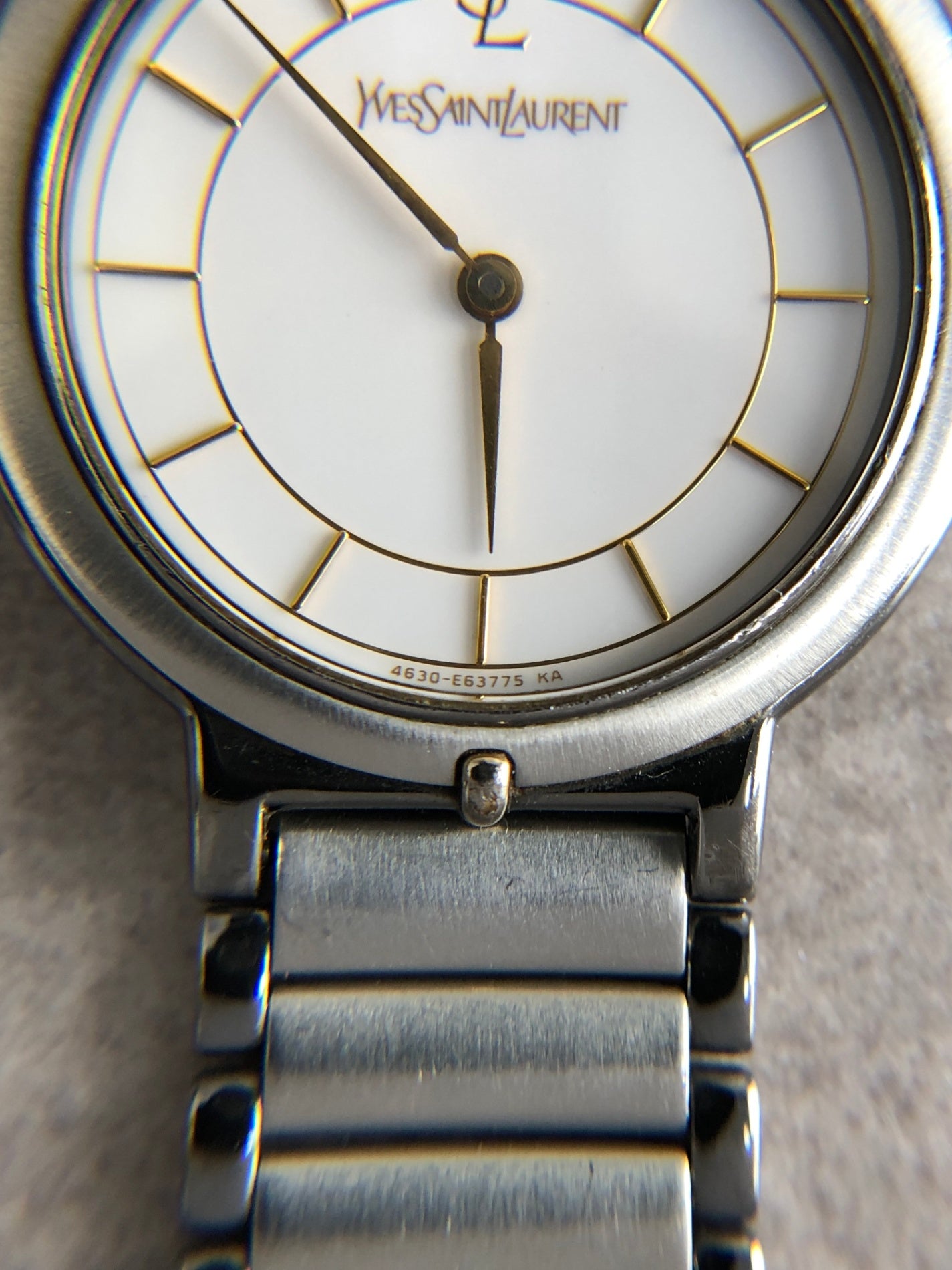 Yves Saint Laurent YSL Logo Watch Silver 4620-E62275 YO Vintage bufvtw