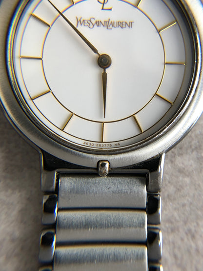 Yves Saint Laurent YSL Logo Watch Silver 4620-E62275 YO Vintage bufvtw